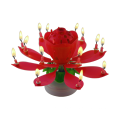 Wholesale 14pcs double petal rotate music flower lotus candle for birthday